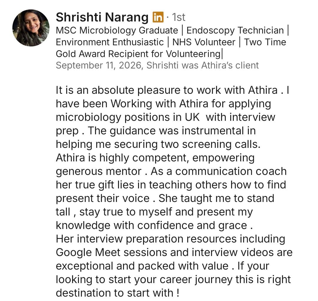 LinkedIn recommendation from Shrishti Narang for Athira
