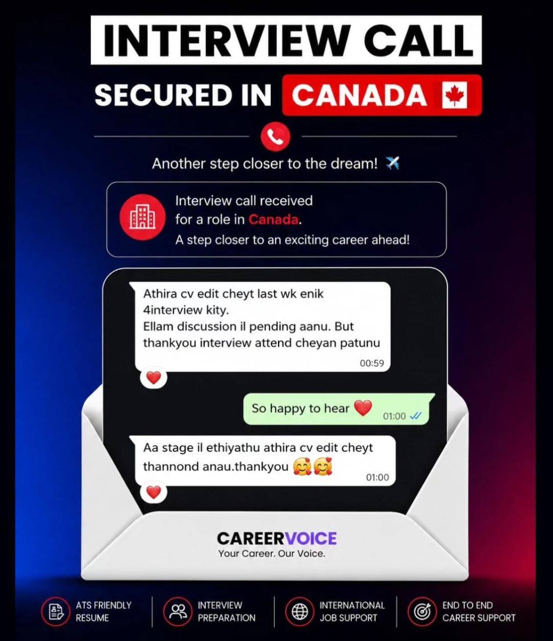 Interview call secured in Canada
